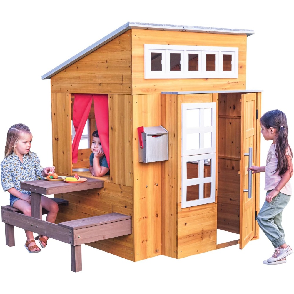 Kids Outdoor Picnic Table - Casetta da gioco moderna in legno