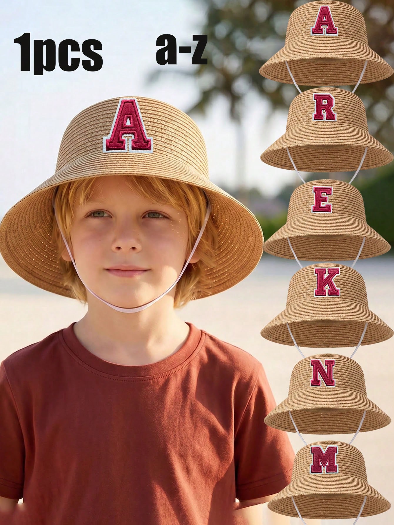 Kids Outdoor Hat - Cappello di paglia con fiocco color