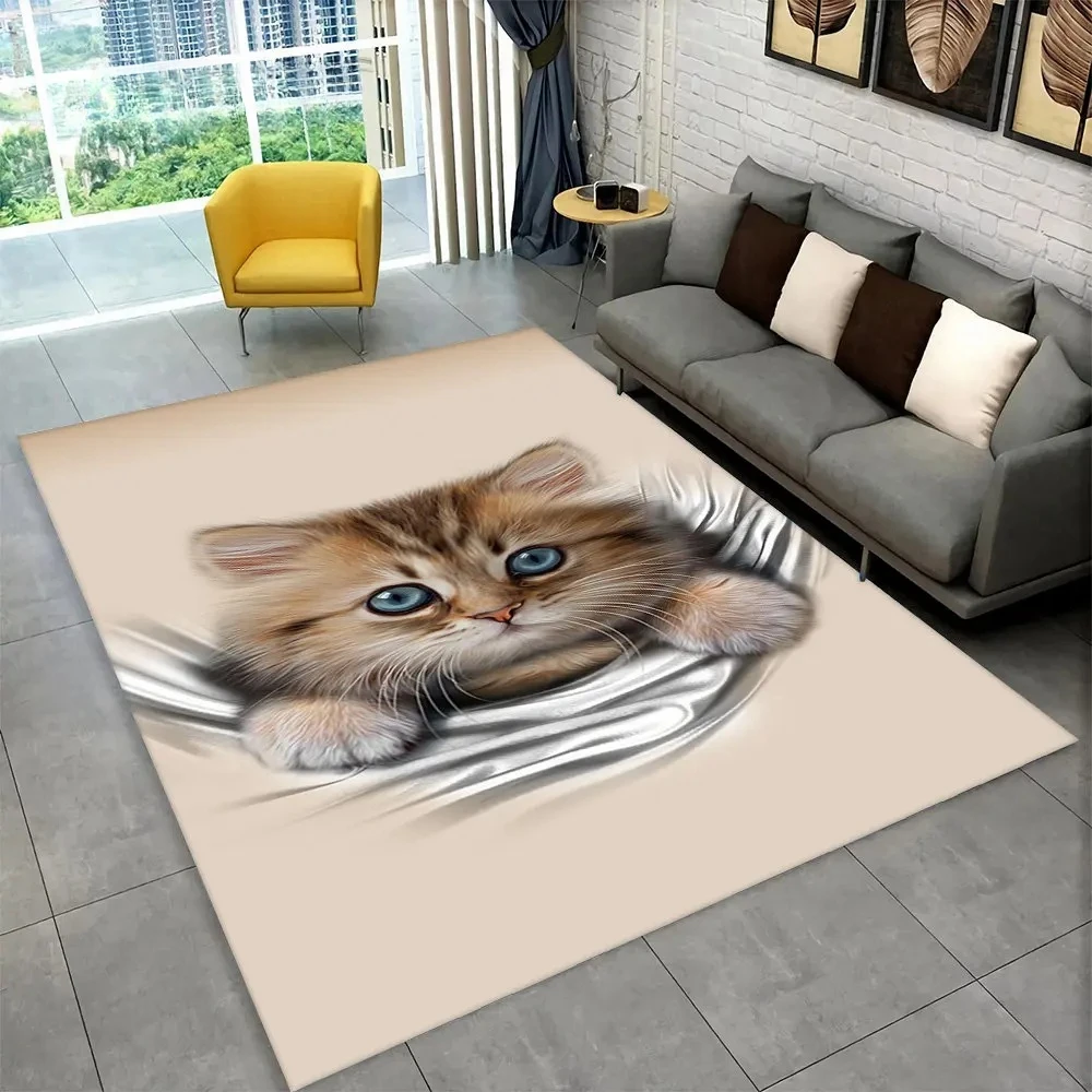 Kids Outdoor Kitchen Diy - Tappeto 3D con Gatto Cartoonesco, Tappeto