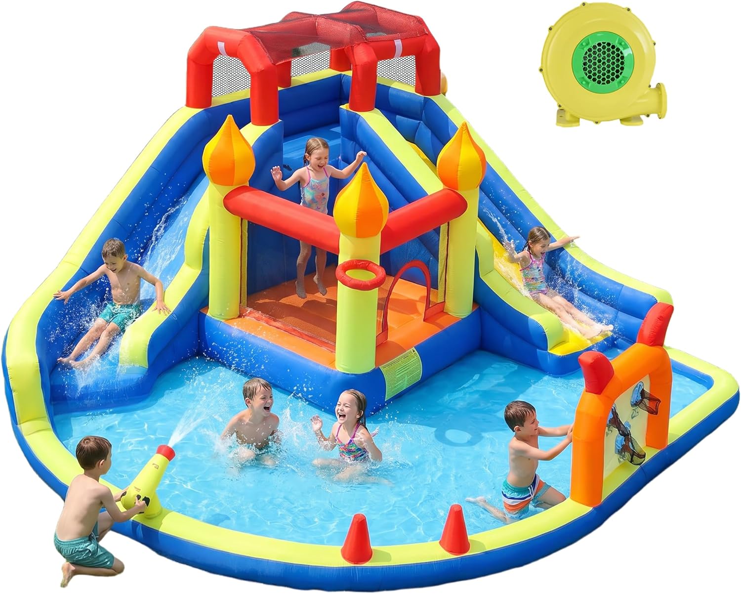 Kids Outdoor Inflatable Water Slide - Castello Gonfiabile per Bambini con Due