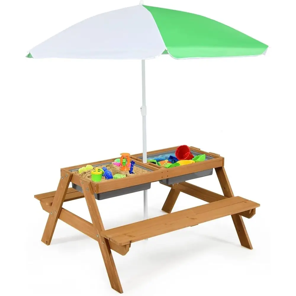 Kids Outdoor Picnic Table - Tavolo da Picnic 4-in-1 in Legno