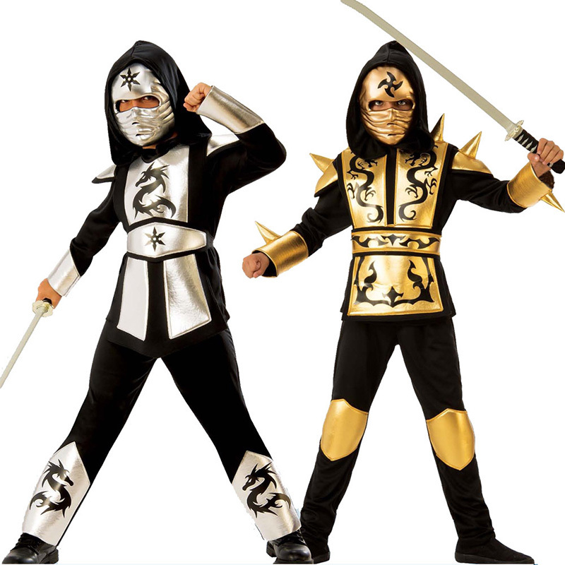 Kids Outdoor Ninja Warrior Course - Bambini Oro Nastro Drago Ninja Costume