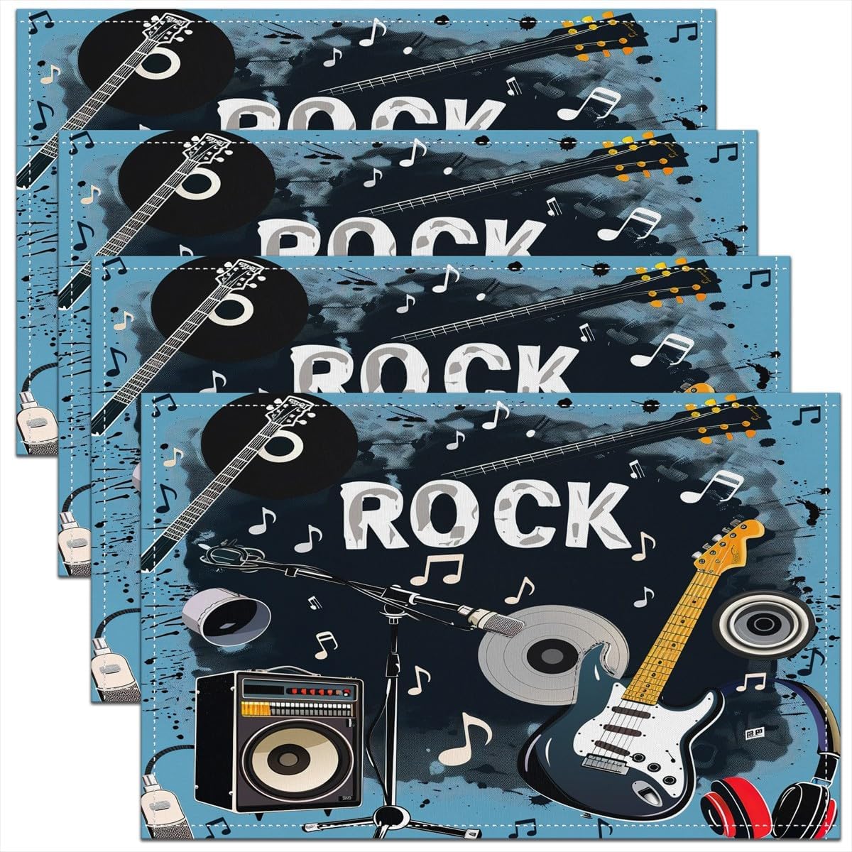 Kids Outdoor Mat - Tovagliette musicali rock Set di 4
