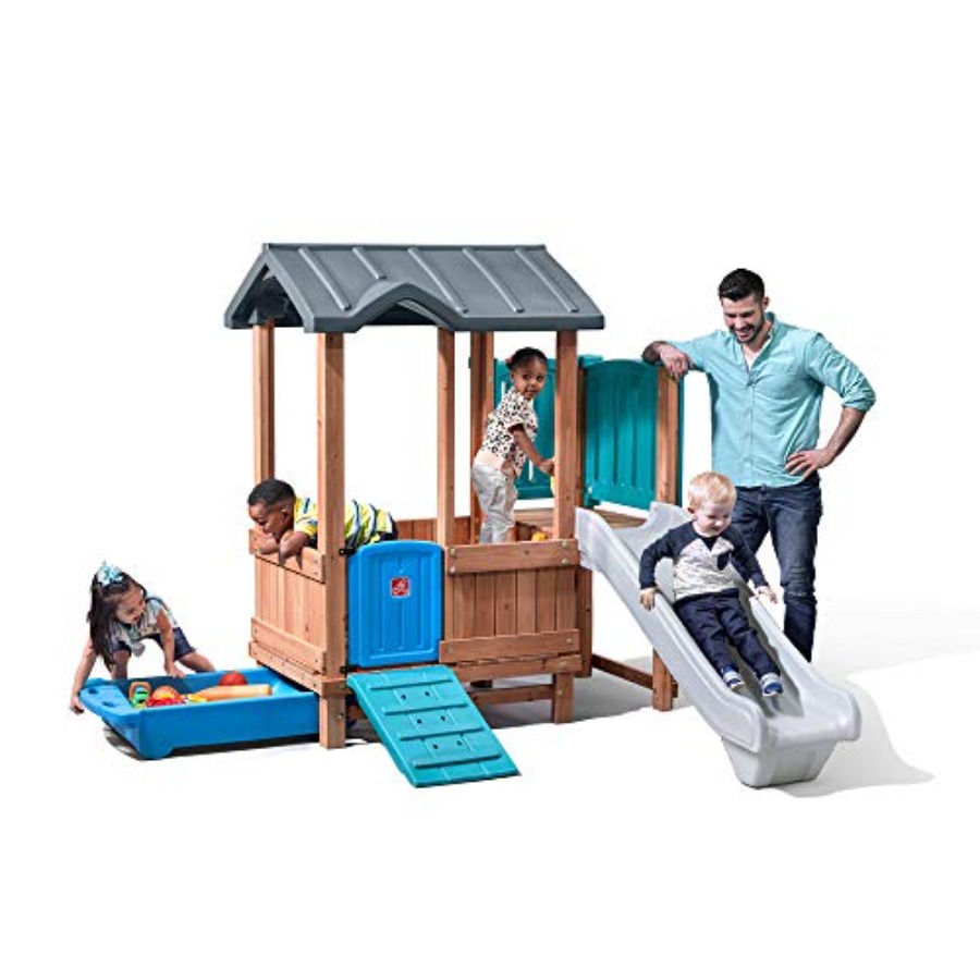 Kids Outdoor Swing - Casetta e scivolo Woodland Adventure, set