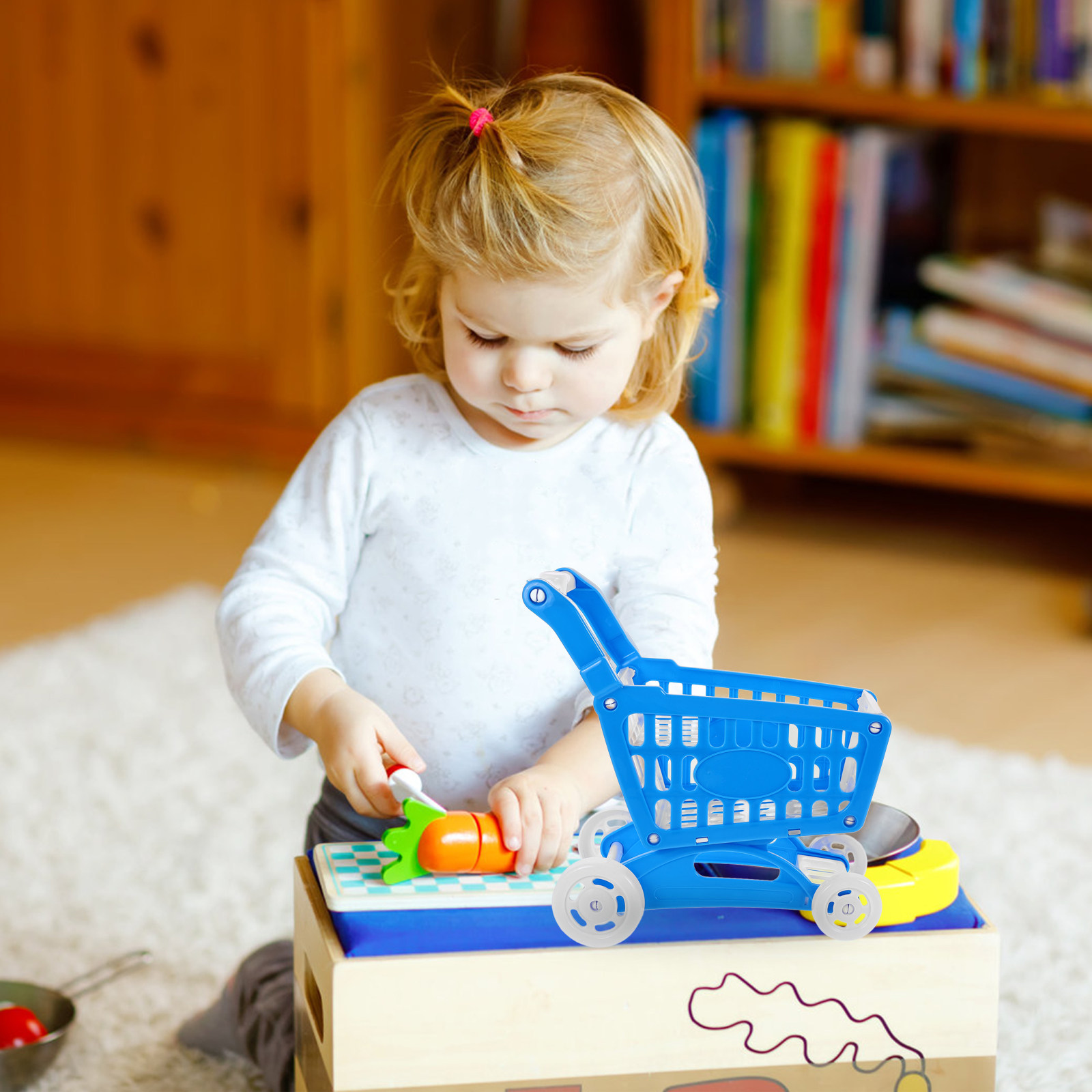 Kids Indoor Outdoor Cart - Carrello della spesa leggero blu per