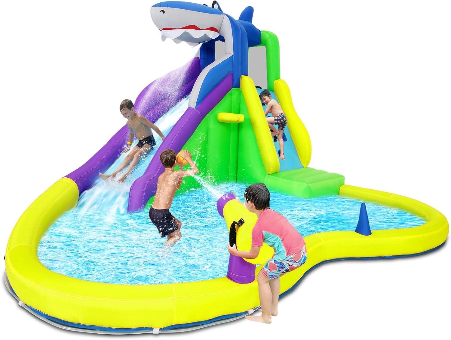 Kids Outdoor Inflatable Water Slide - Castello Gonfiabile 13x14FT con Scivolo d'Acqua,