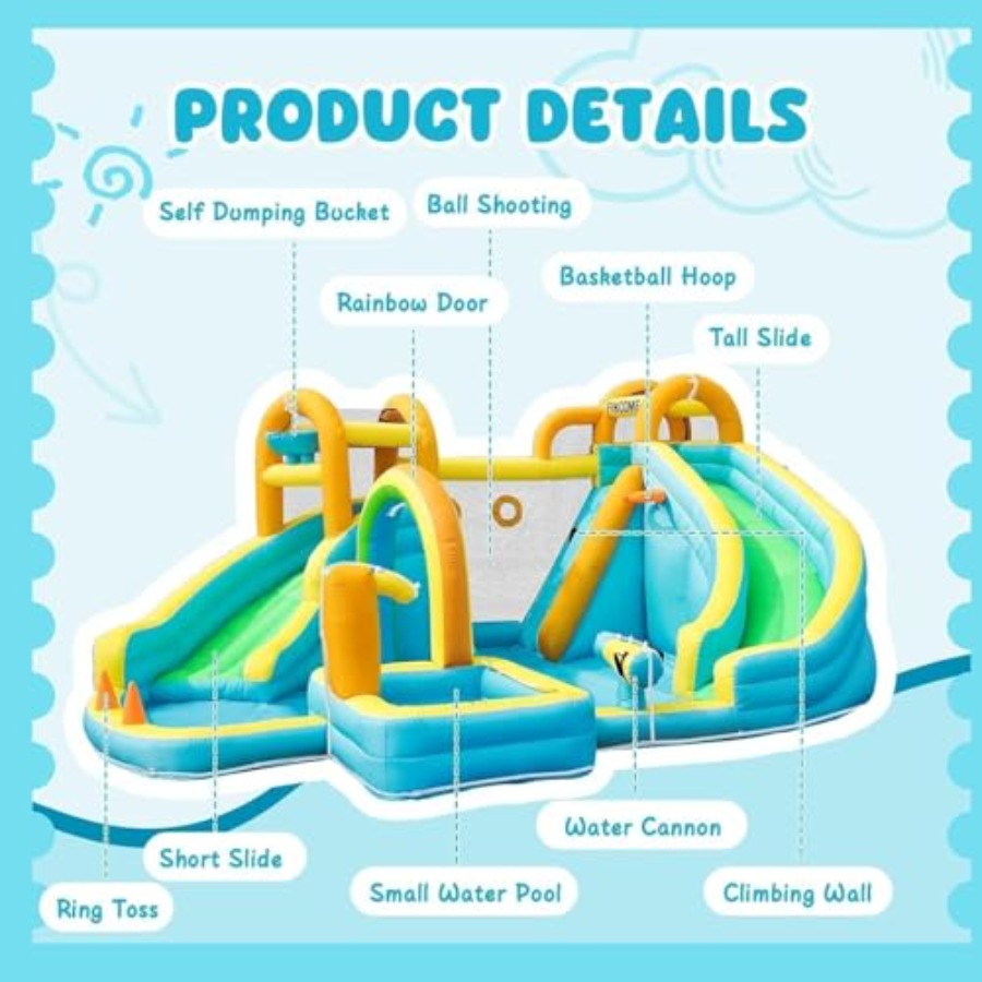 Parco acquatico gonfiabile da  - Kids Outdoor Inflatable Water Slide recensione e prezzo