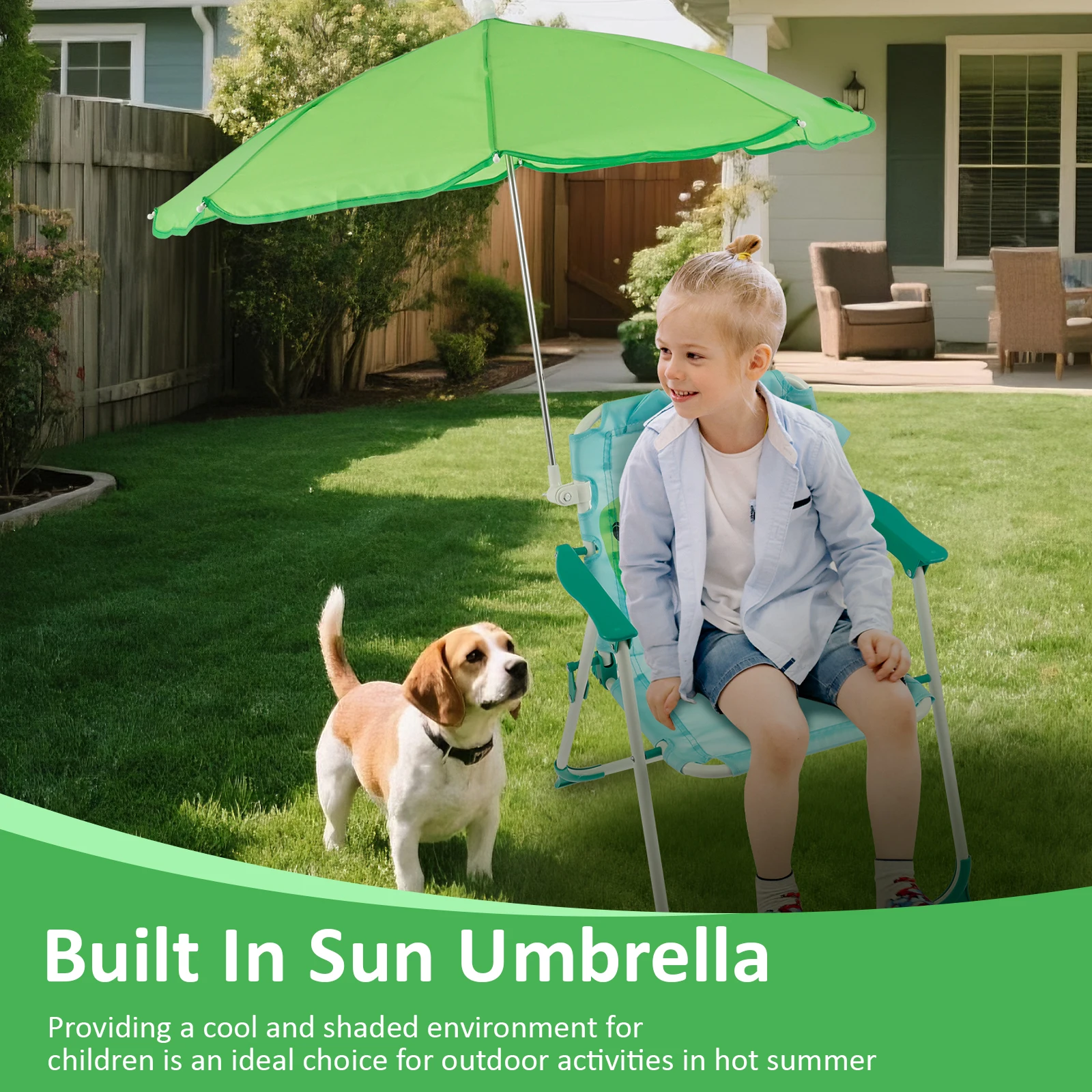Sedia da spiaggia pieghevole p - Kids Outdoor Lounge Chair With Umbrella recensione e prezzo