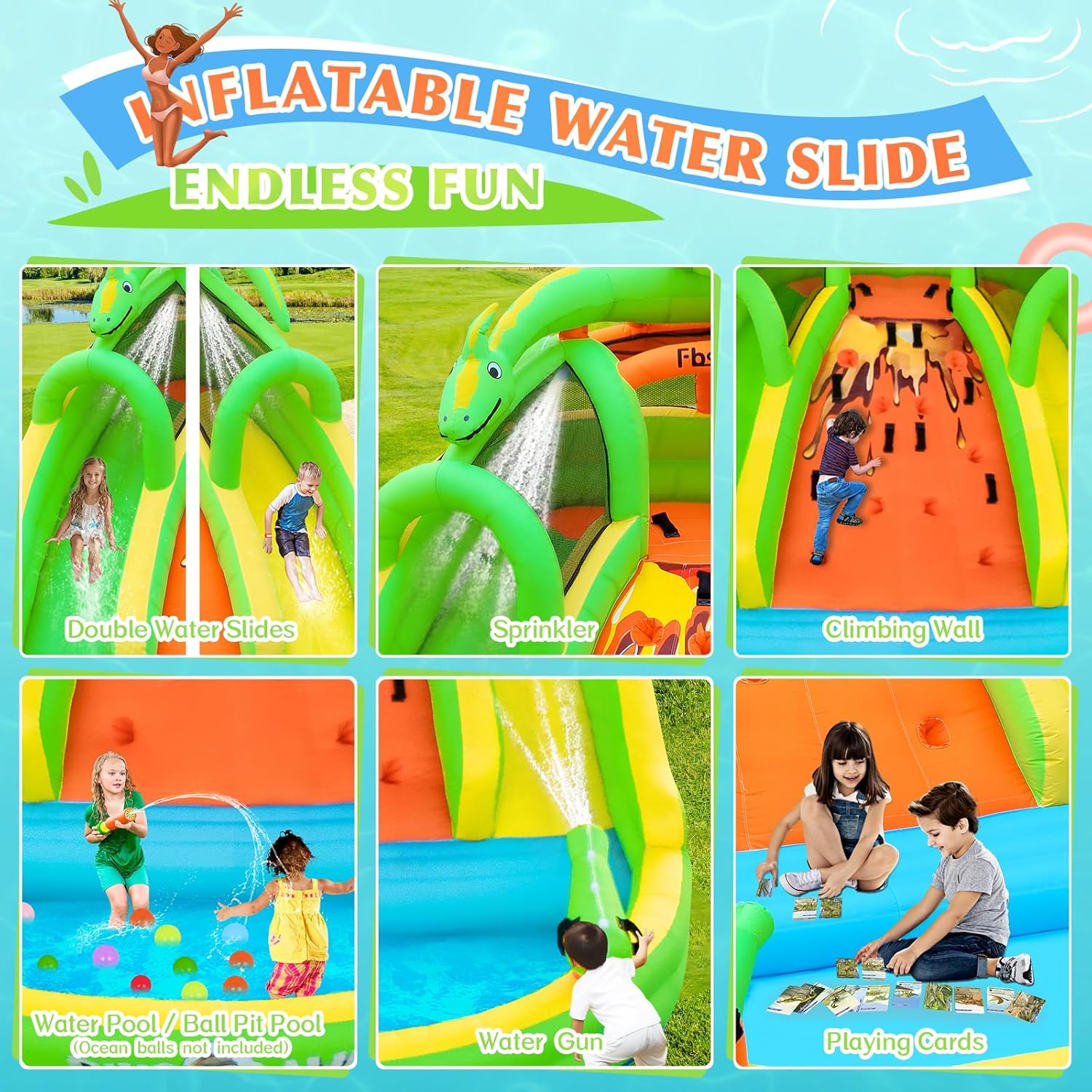 Castello Gonfiabile per Bambin - Kids Outdoor Inflatable Water Slide recensione e prezzo