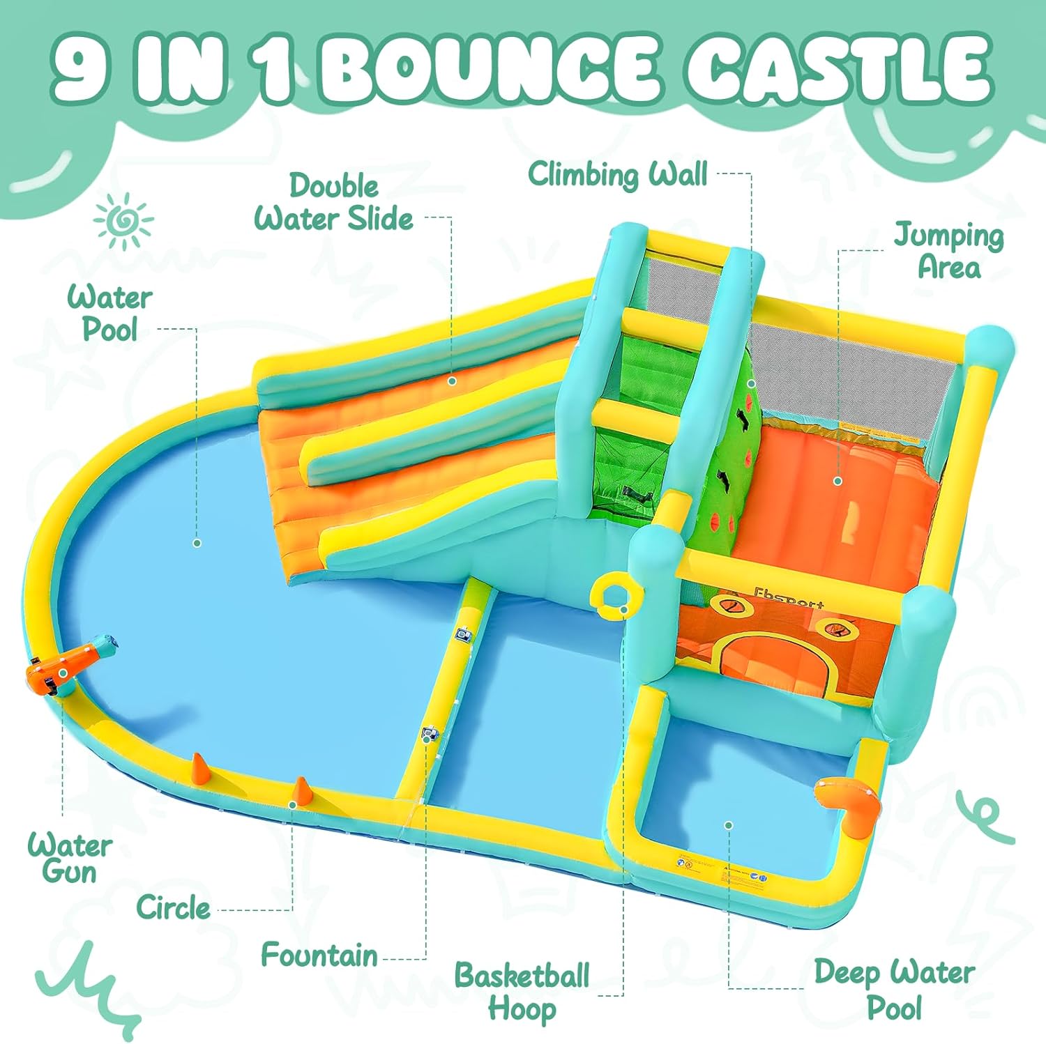 Parco Acquatico Gonfiabile a D - Kids Outdoor Inflatable Water Slide recensione e prezzo