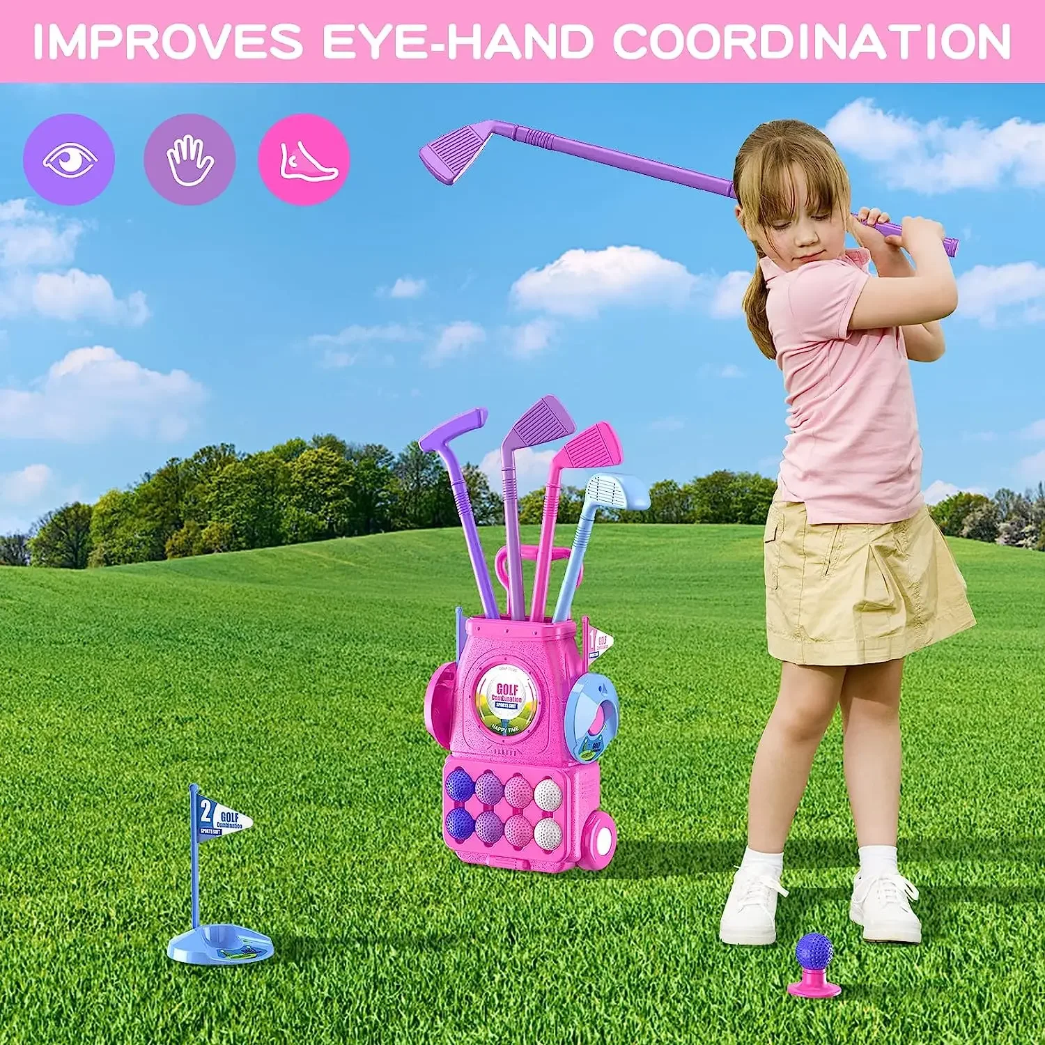 Set di mazze da golf per bambi - Kids Indoor Outdoor Cart recensione e prezzo