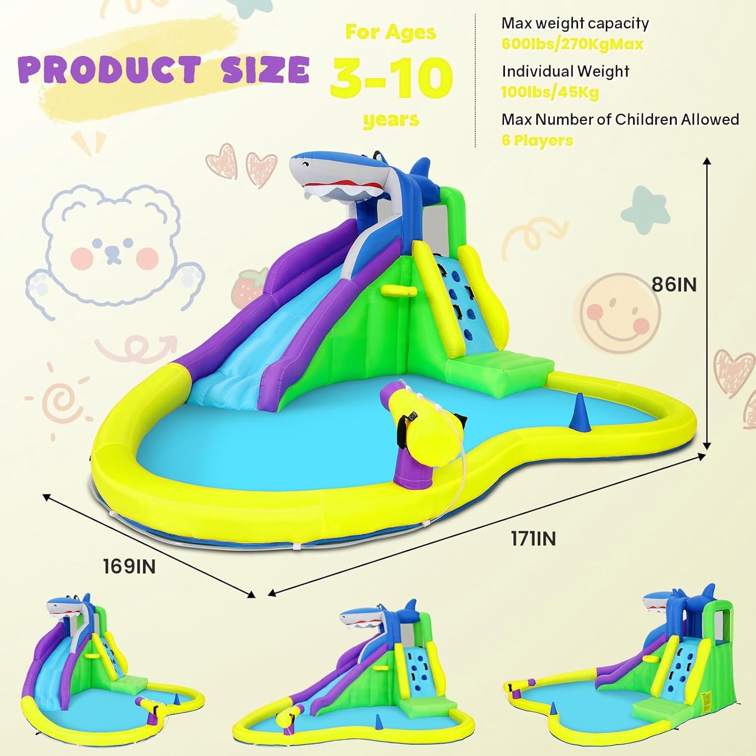 Castello Gonfiabile 13x14FT co - Kids Outdoor Inflatable Water Slide recensione e prezzo