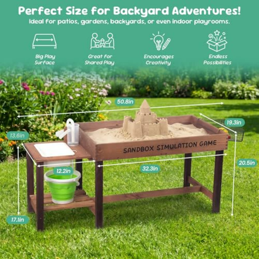 Tavolo da sabbia in legno per  - Kids Outdoor Activity Table recensione e prezzo